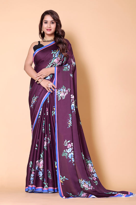 Aliya Crepe Silk Saree - Purple