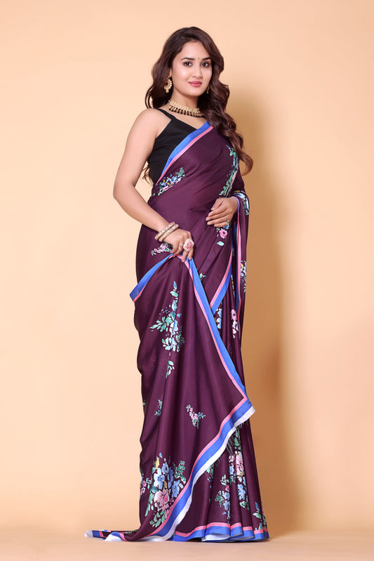 Aliya Crepe Silk Saree - Purple