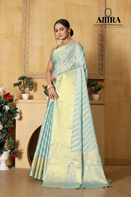 Light Sky Blue Banaras warm silk - AbirabyBeena