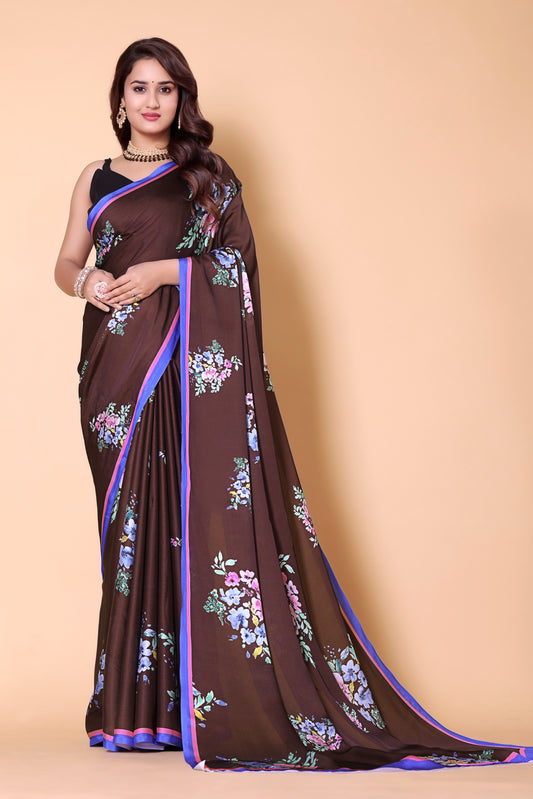Aliya Crepe Silk Saree - Brown