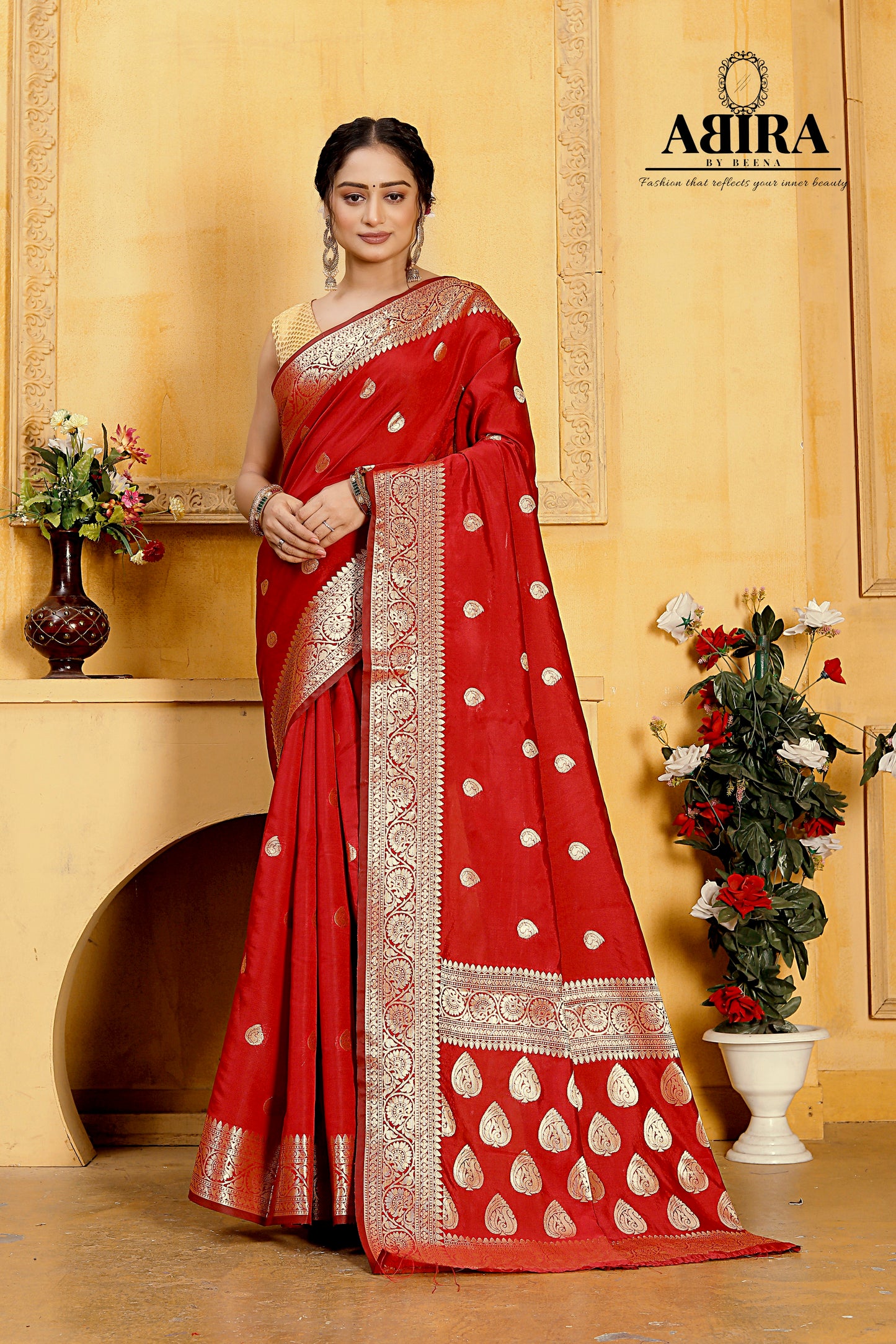 Red Banaras Soft Katan silk