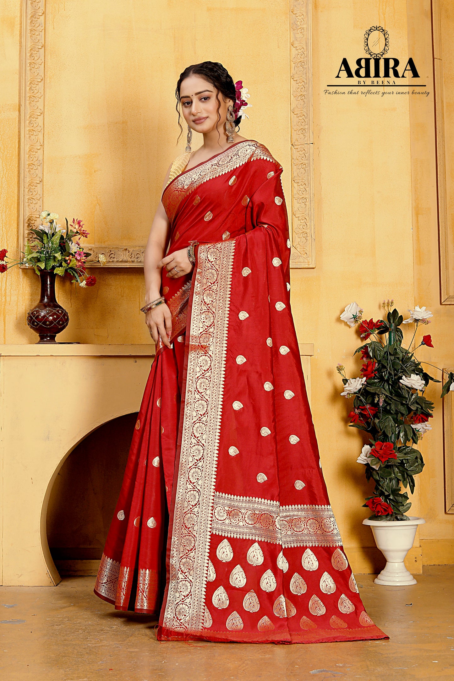 Red Banaras Soft Katan silk