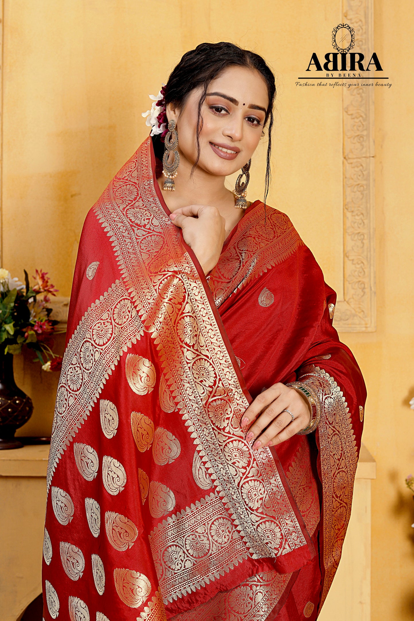 Red Banaras Soft Katan silk