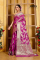 Dark Pink Banaras Soft Georgette Jaal silk - AbirabyBeena