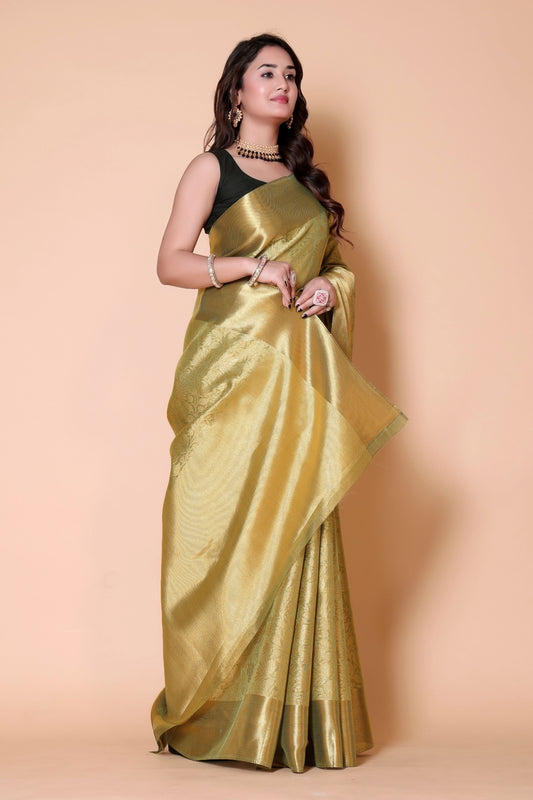 Nita ambani TISSUE gold silk Saree - Green