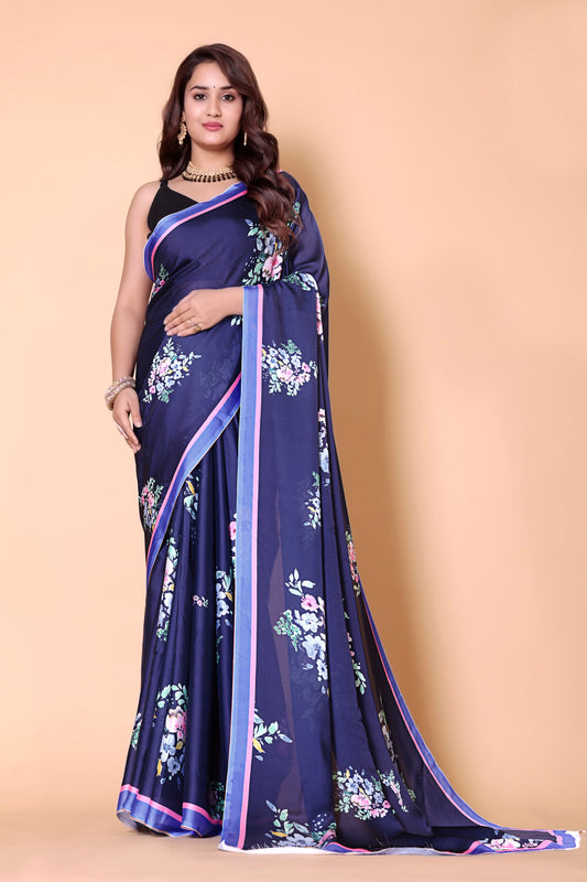 Aliya Crepe Silk Saree - BLUE