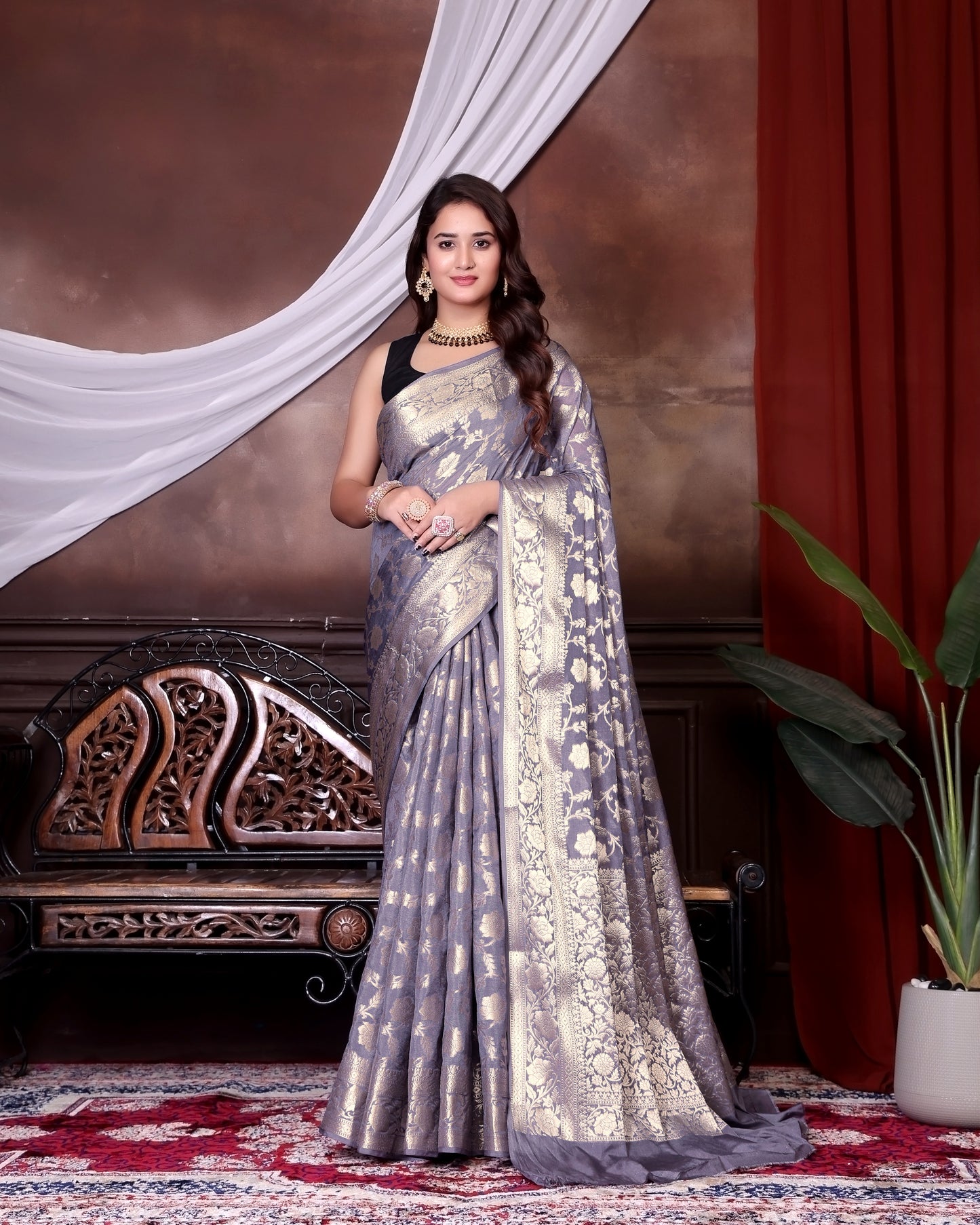 Lilac Jaal Katan Georgette Silk