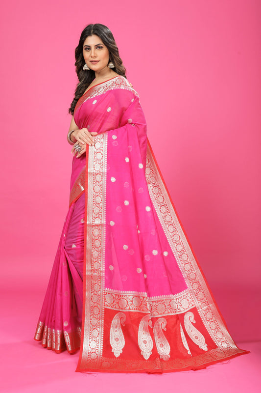 Pink Banaras Chiffon Silk