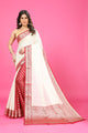 Dual white and Maroon Banaras Soft Georgette silk - AbirabyBeena