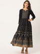 Blue Rayon Gold Printed & Gota Work Anarkali Kurta - AbirabyBeena