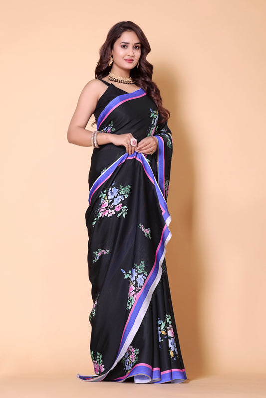 Aliya Crepe Silk Saree - Black