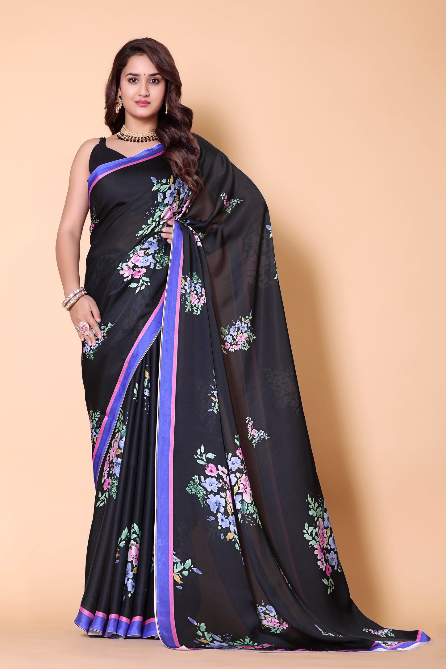 Aliya Crepe Silk Saree - Black