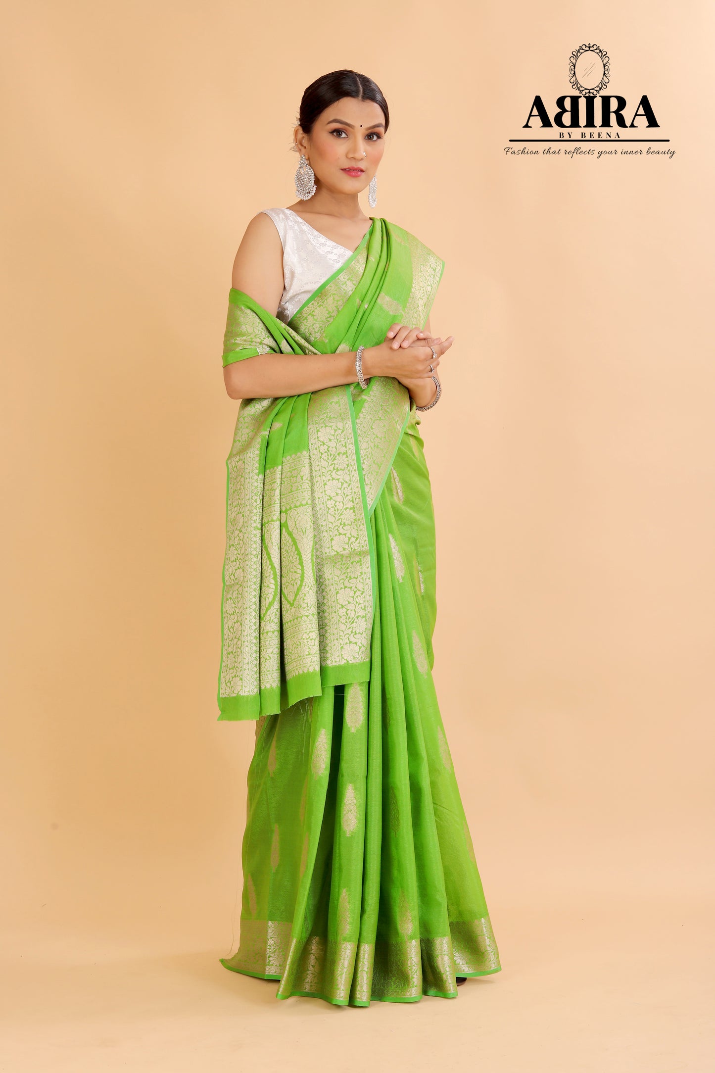 Parrot Green Banaras warm silk