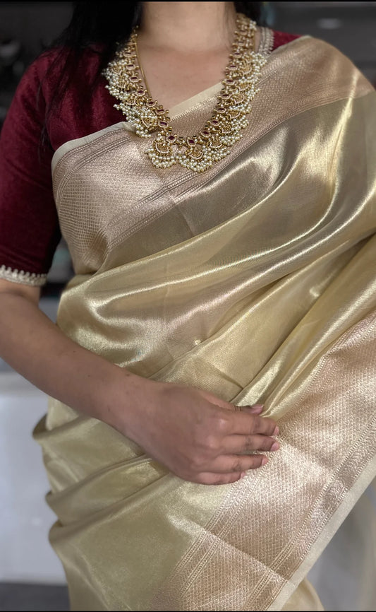 Malaika Arora SEMI TISSUE Golden Silk Saree