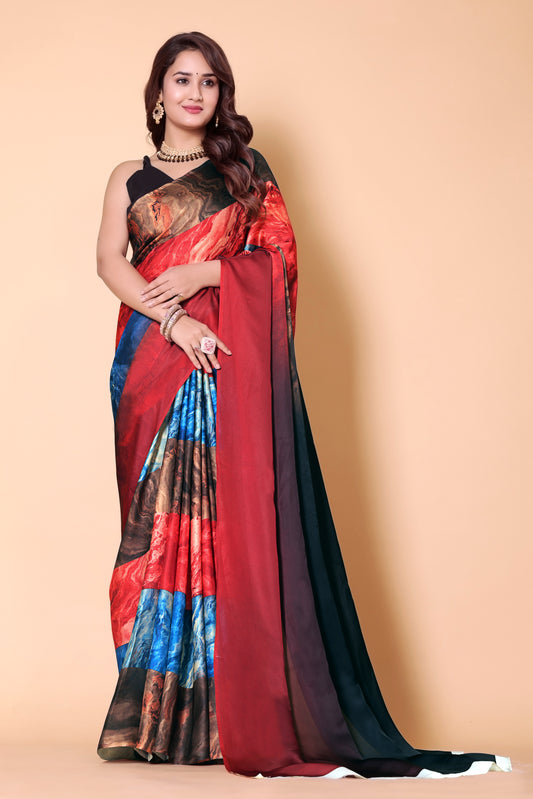 Printed Crepe Silk Saree - Shaded