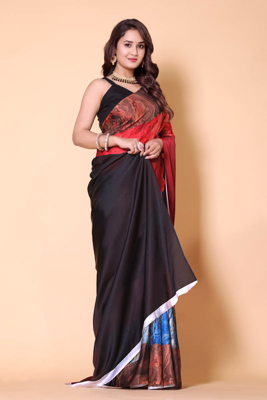 Printed Crepe Silk Saree - Shaded