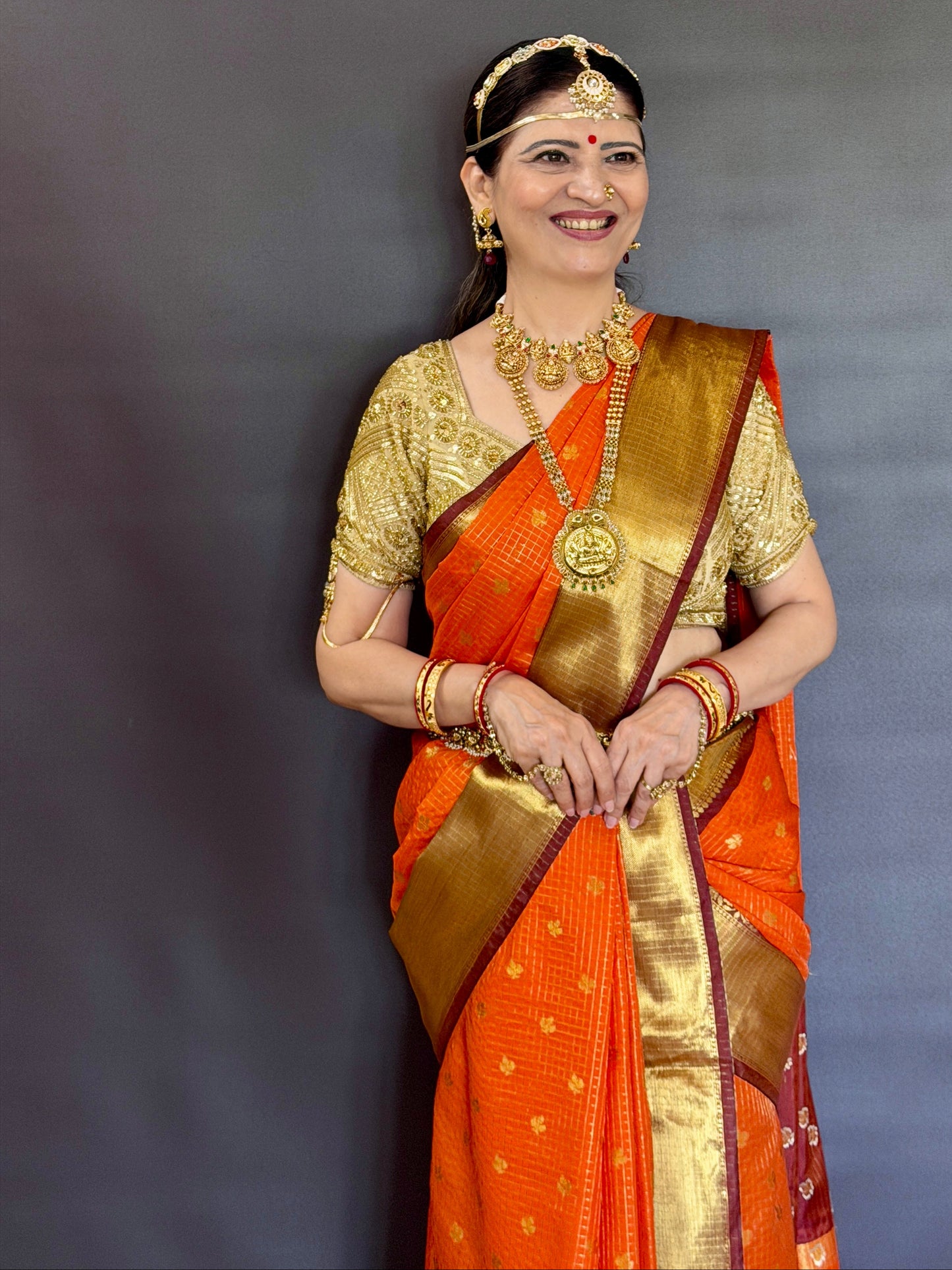 Soft Silk Saree – Vibrant Orange