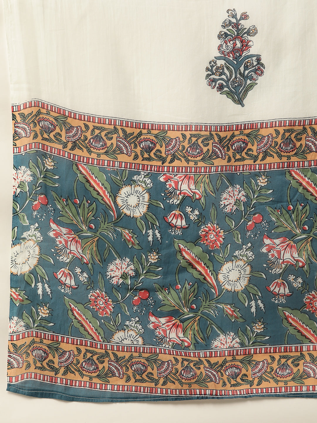 Women Blue & White Flared Kurta With Dupatta - AbirabyBeena