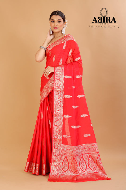 Red Banaras warm silk - AbirabyBeena
