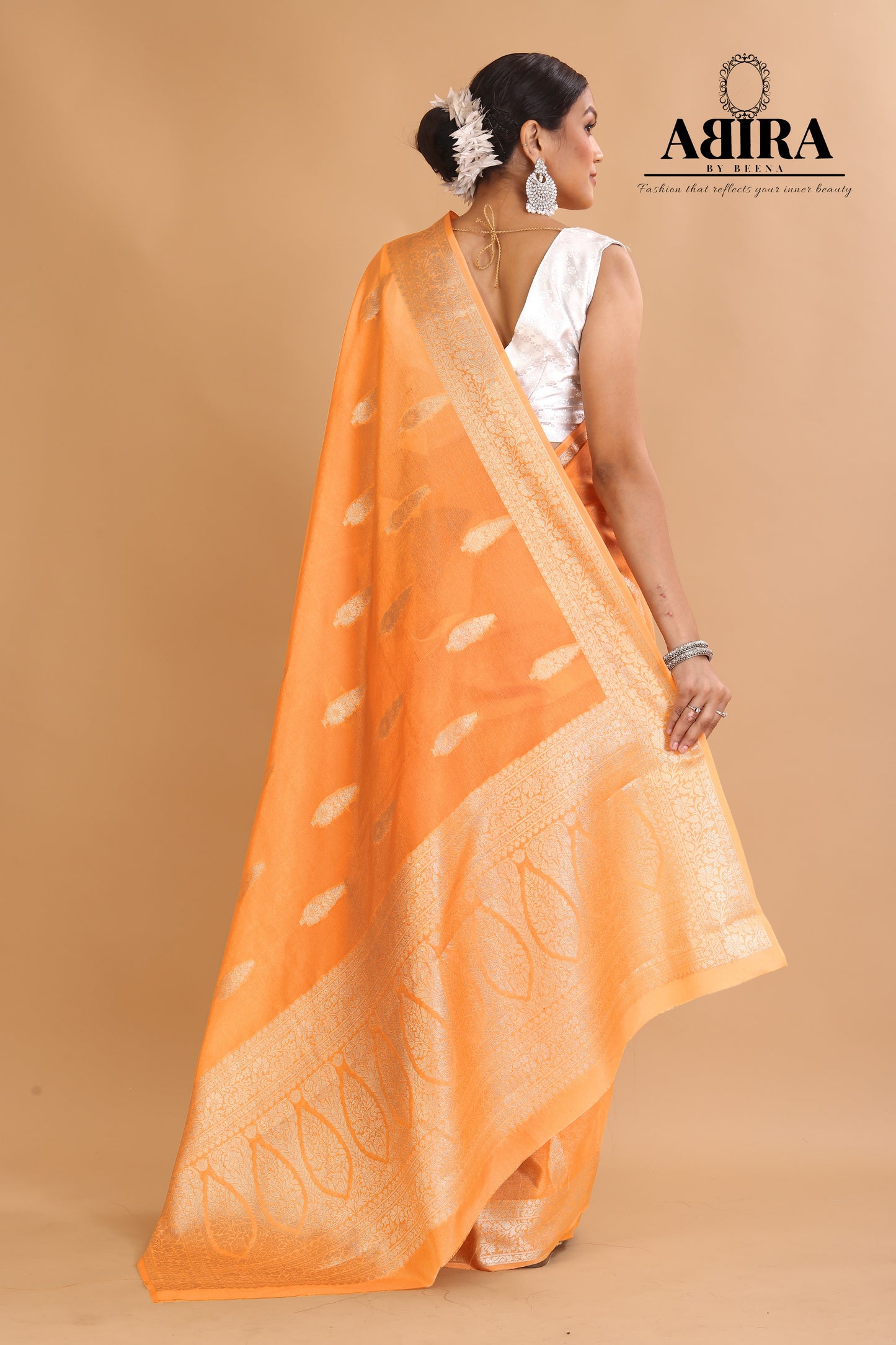 Orange Banaras warm silk - AbirabyBeena