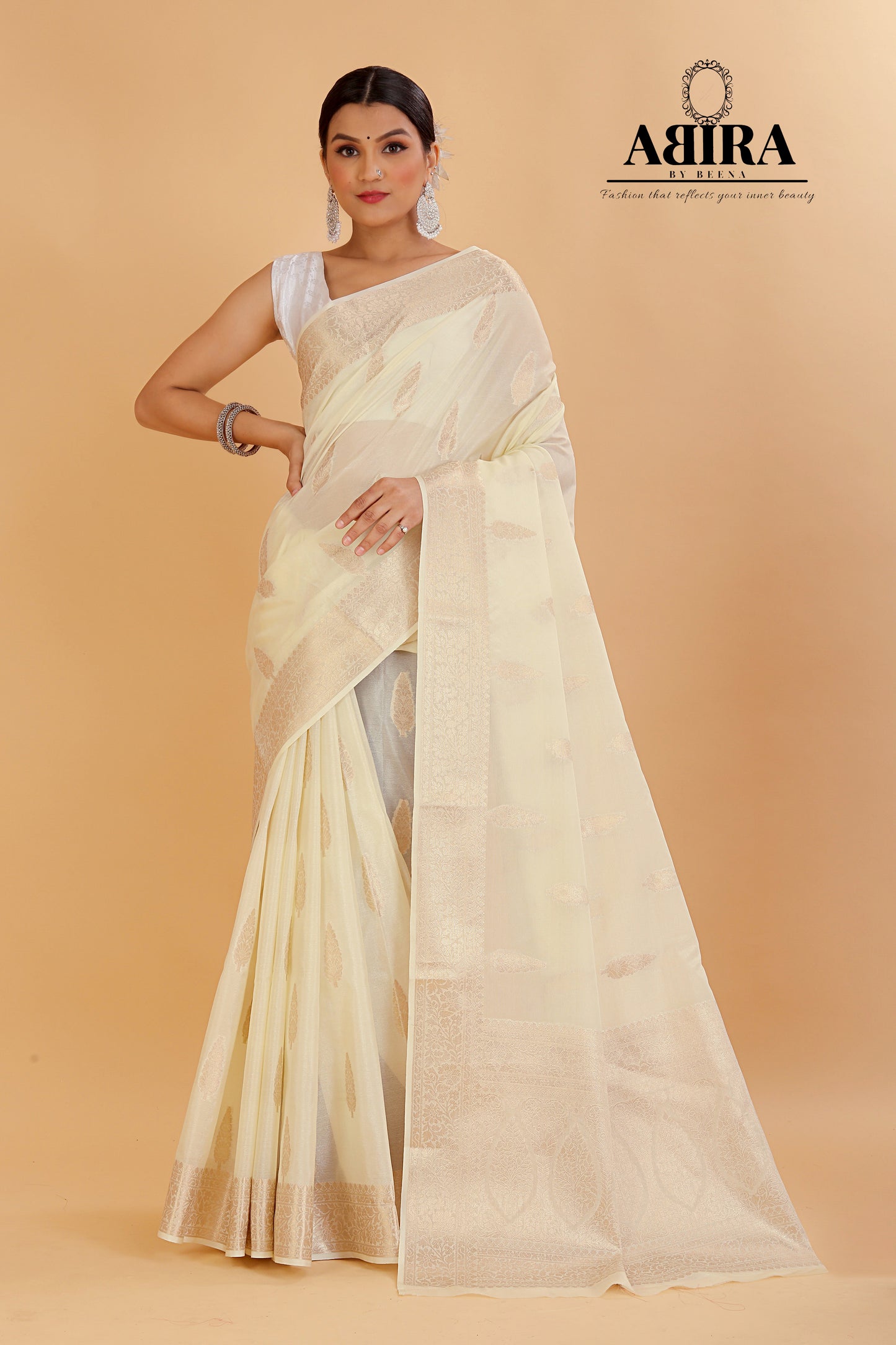White Banaras warm silk