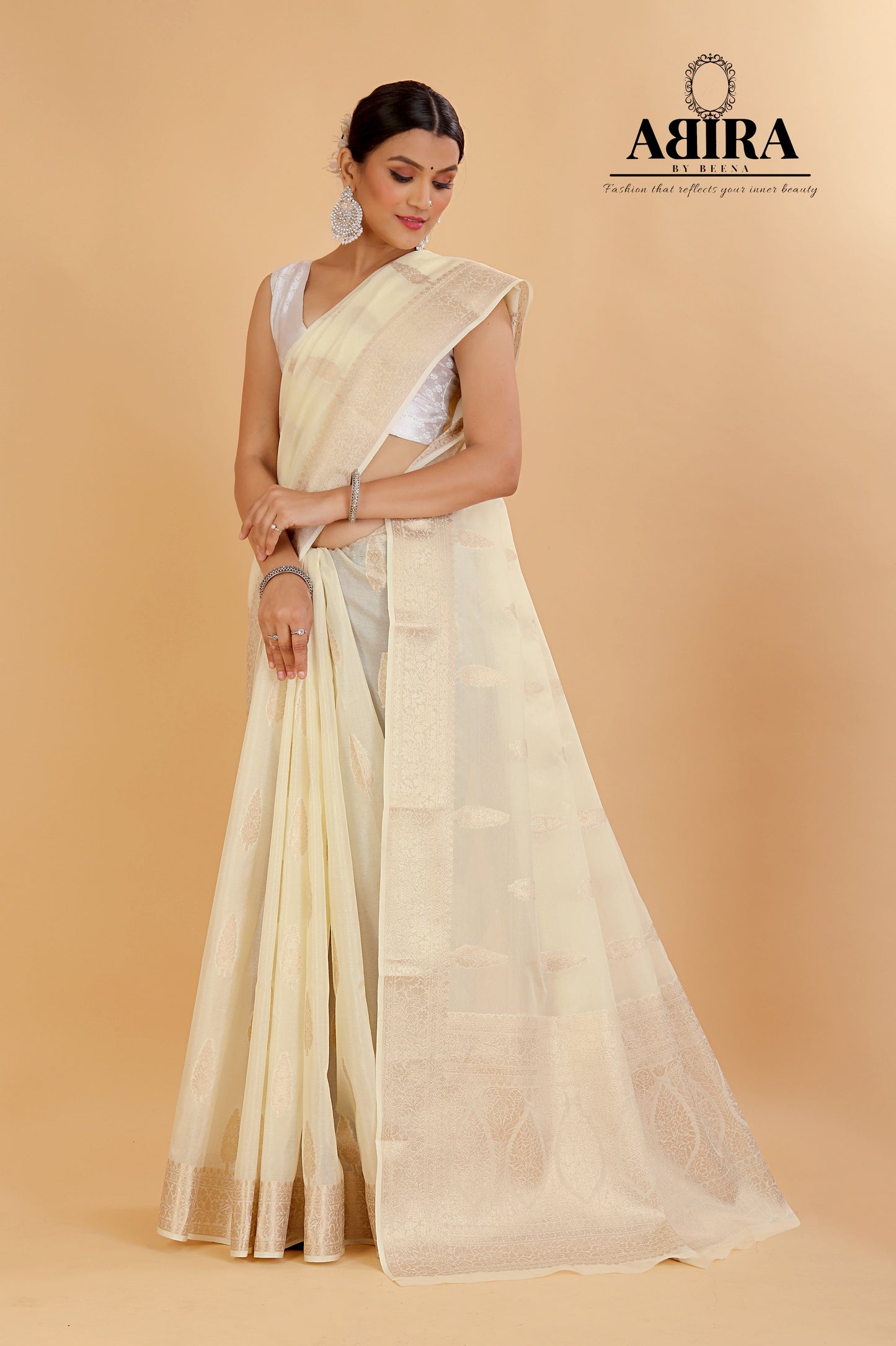 White Banaras warm silk