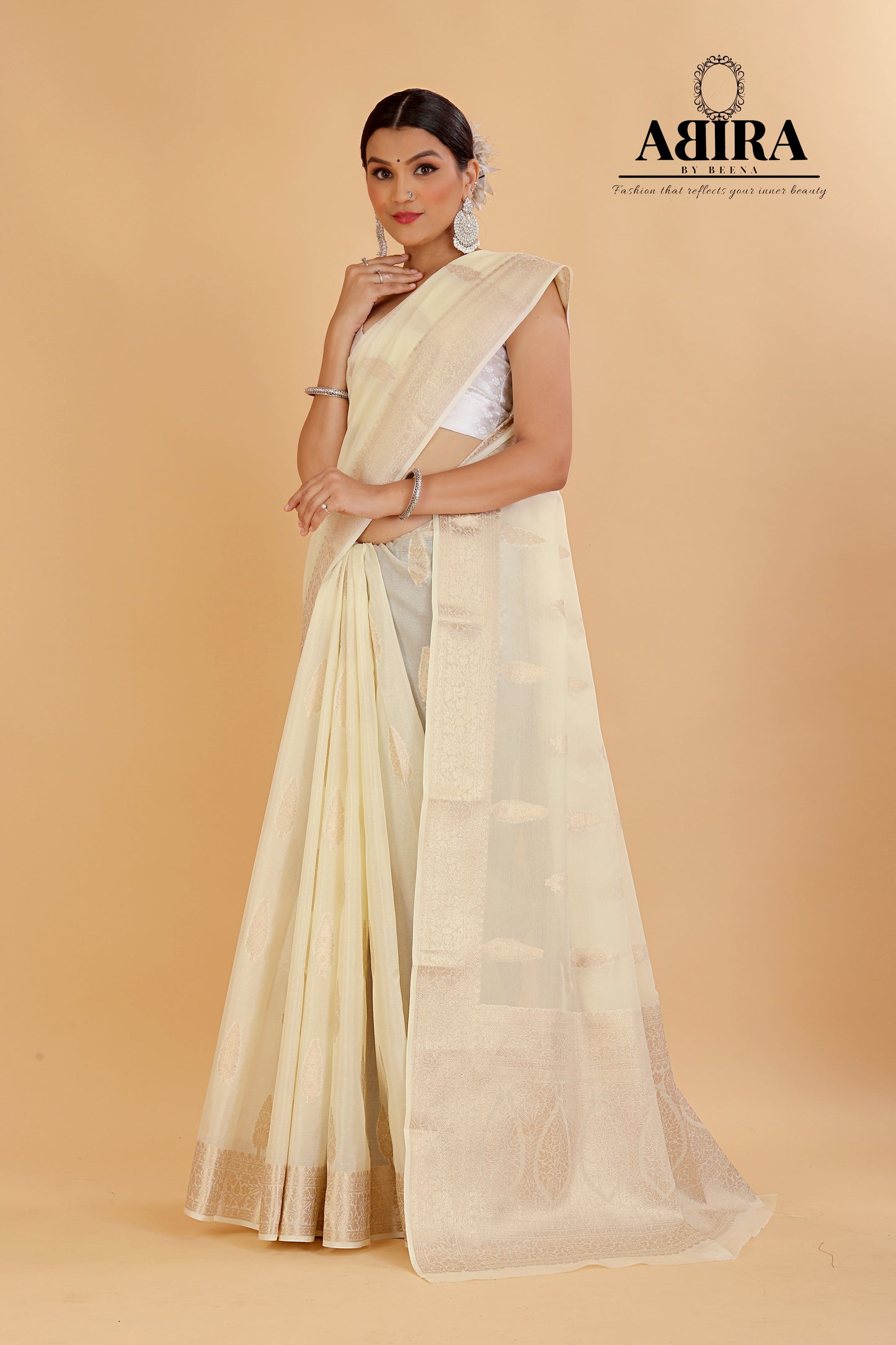 White Banaras warm silk