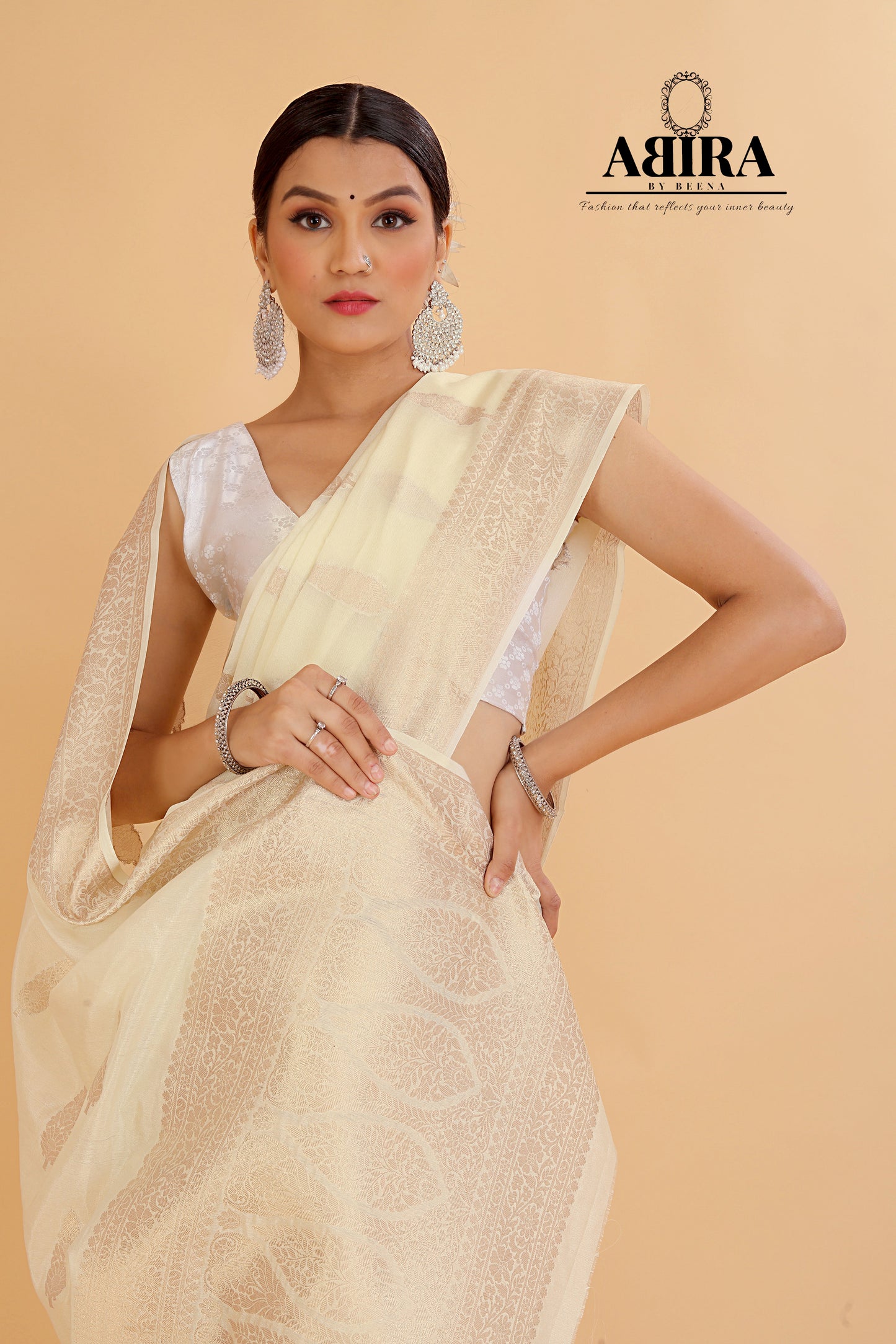 White Banaras warm silk