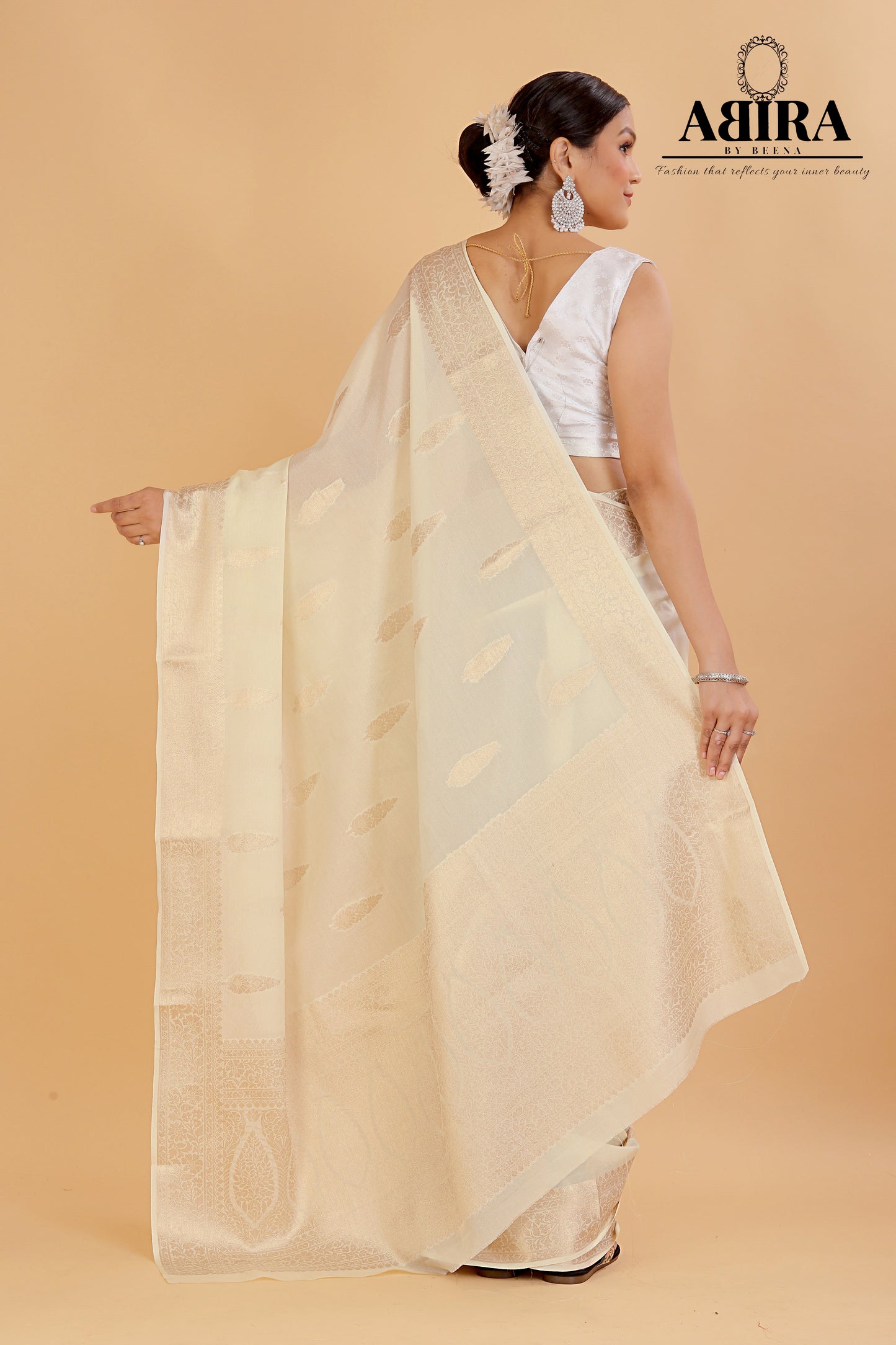 White Banaras warm silk