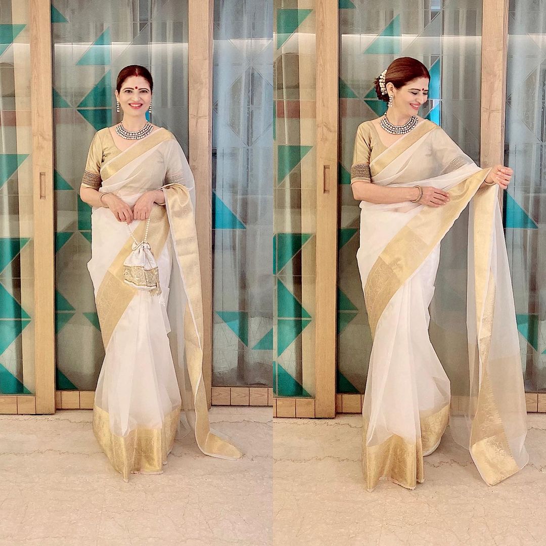 White Kora Organza Noor soft silk