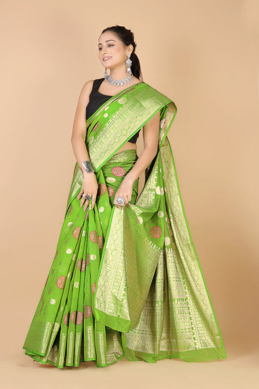 Parrot Green Georgette silk Saree-Mona