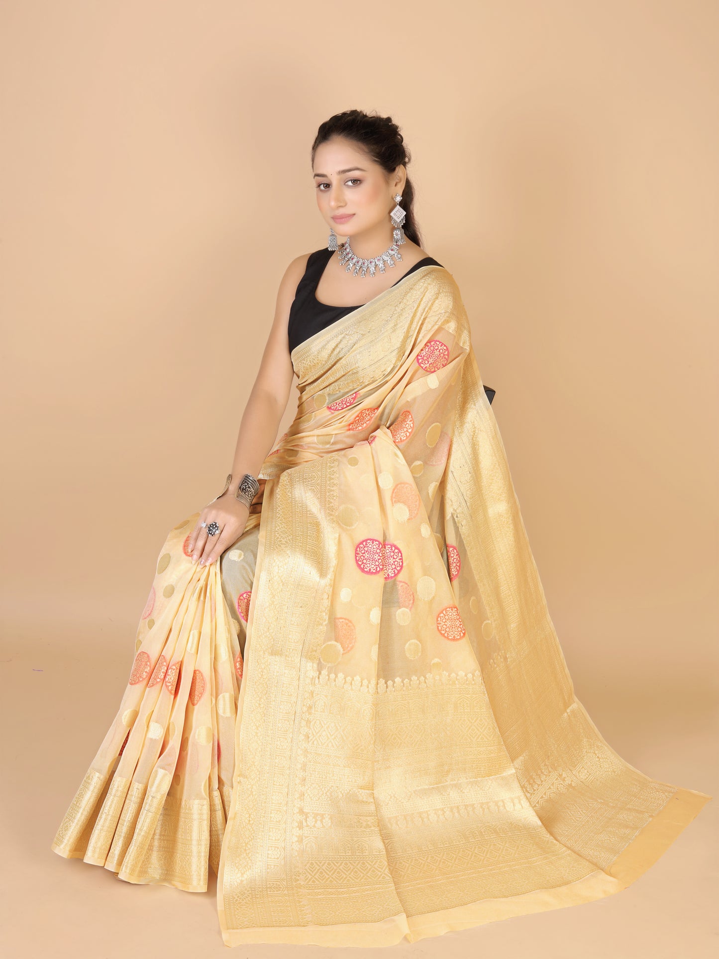 Light Yellow Georgette silk Saree-Mona