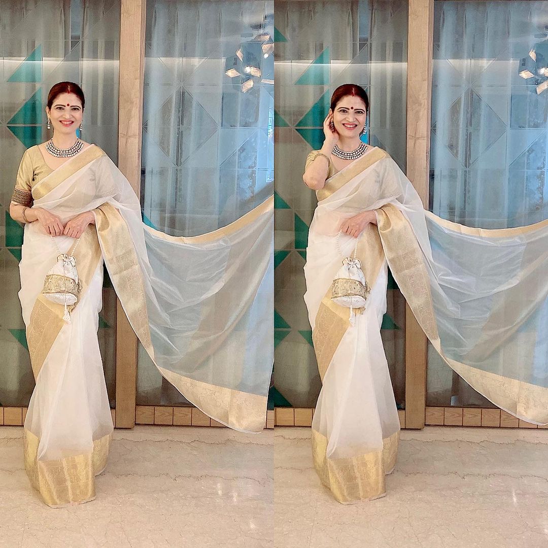 White Kora Organza Noor soft silk