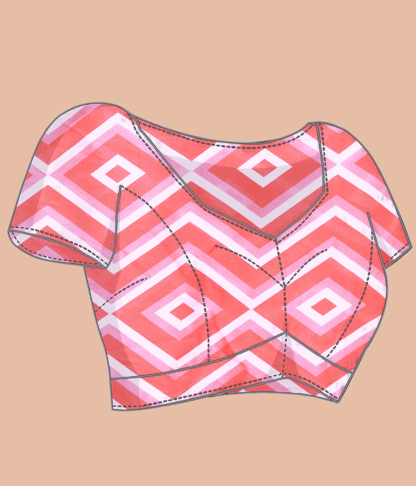 Stipe Printed Crepe Silk Saree - Pink