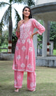 Peach Chikankari Modal Straight Kurta Set - AbirabyBeena