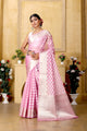 Light Pink Banaras Kora Organza silk - AbirabyBeena