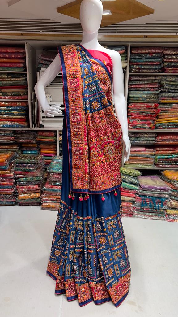 Blue Embroidered Gaji Silk - AbirabyBeena