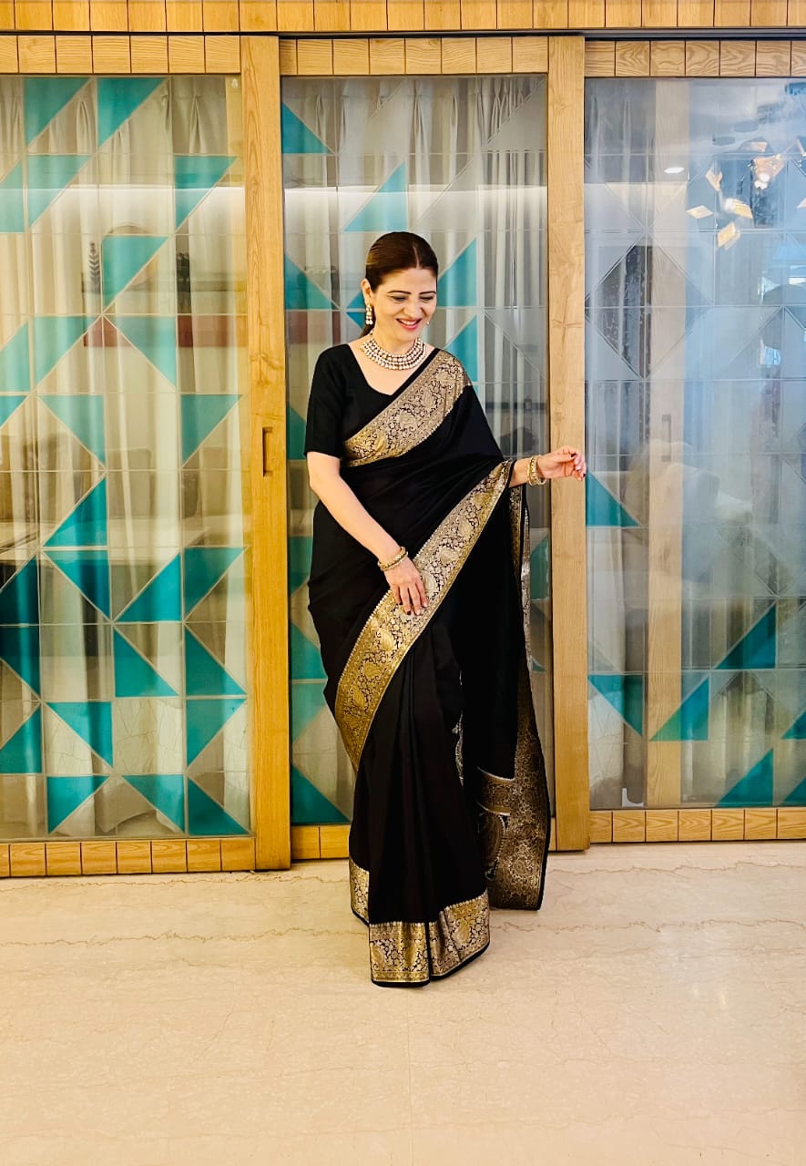 Black Banaras Chiffon silk - Shruti