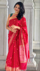 Regal Soft Silk Saree – Ruby Red - AbirabyBeena