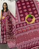 Wine Ajrakh Elephant Print Saree with Real Mirror Work
