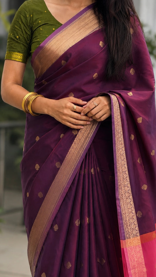Regal Soft Silk Saree – Plum Purple