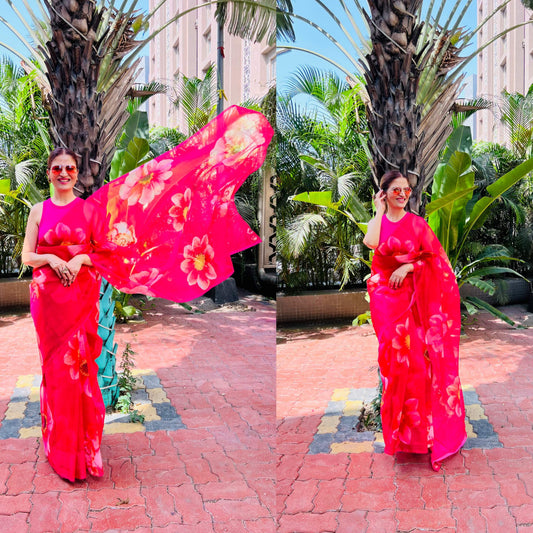 Pink Organza soft silk - Sara