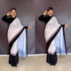 Printed Crepe Silk Saree - cream - AbirabyBeena