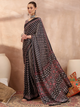 Black Ajrakh Print Saree with Real Mirror Work