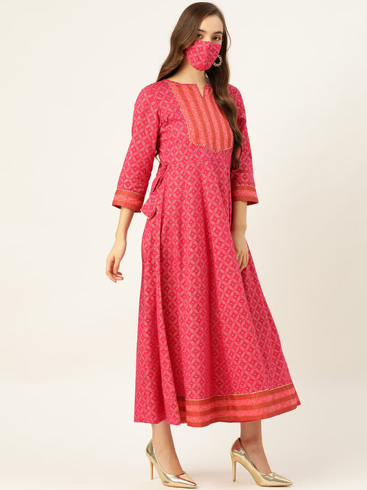 Pink Cotton Anarkali kurta - AbirabyBeena