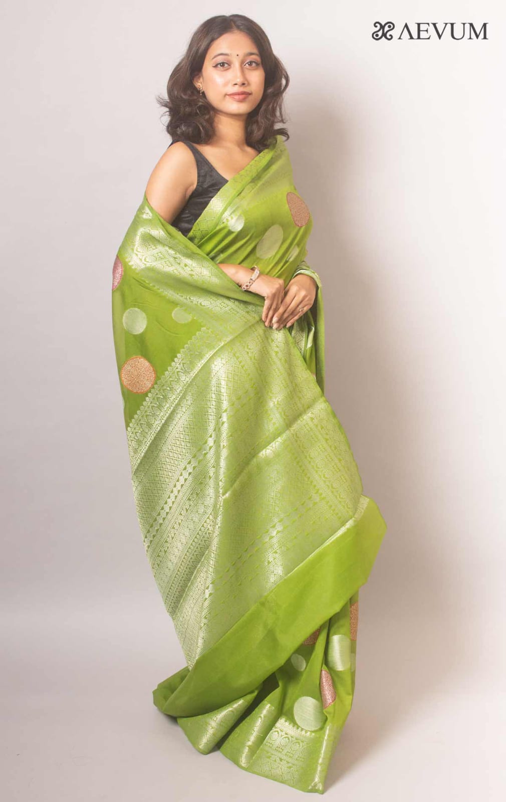 Parrot Green Georgette silk Saree-Mona