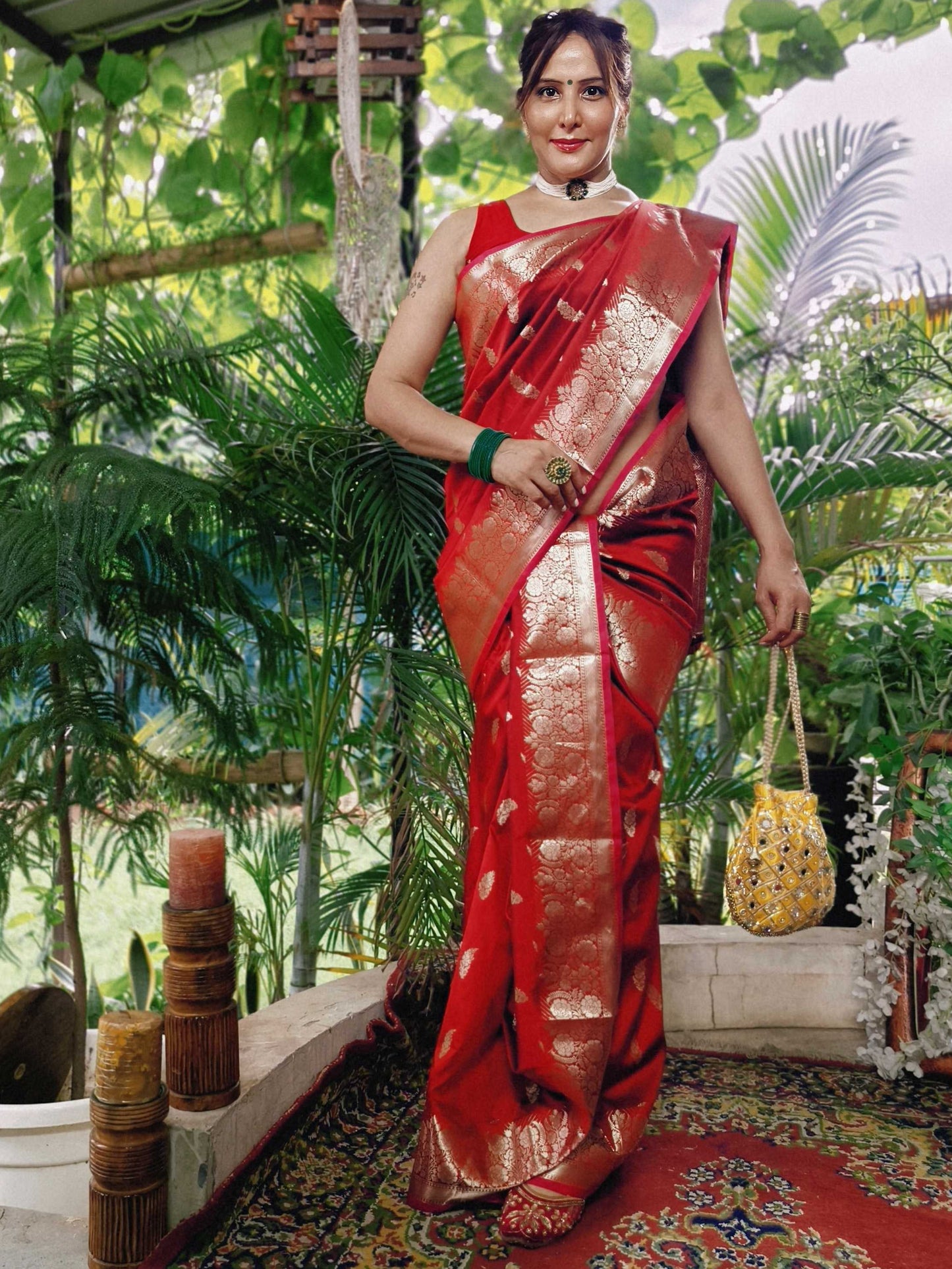 Royal Heritage Soft Silk Saree – Crimson Red