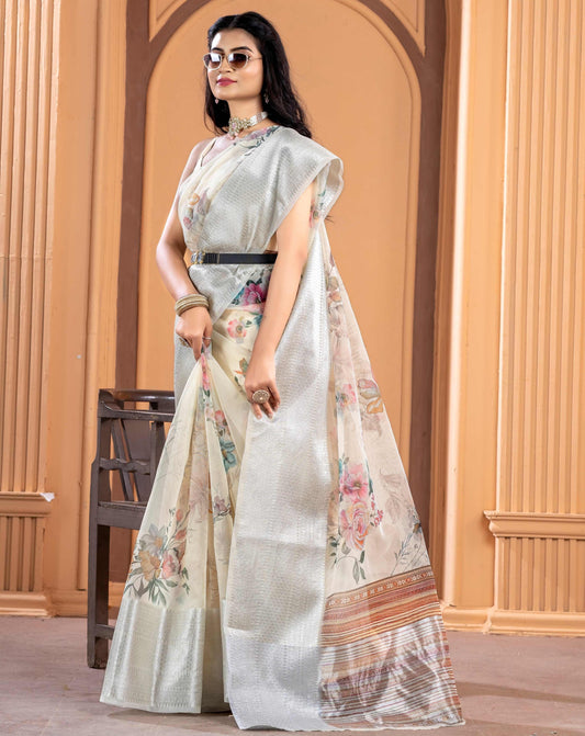 White Kora Organza soft silk - Sara