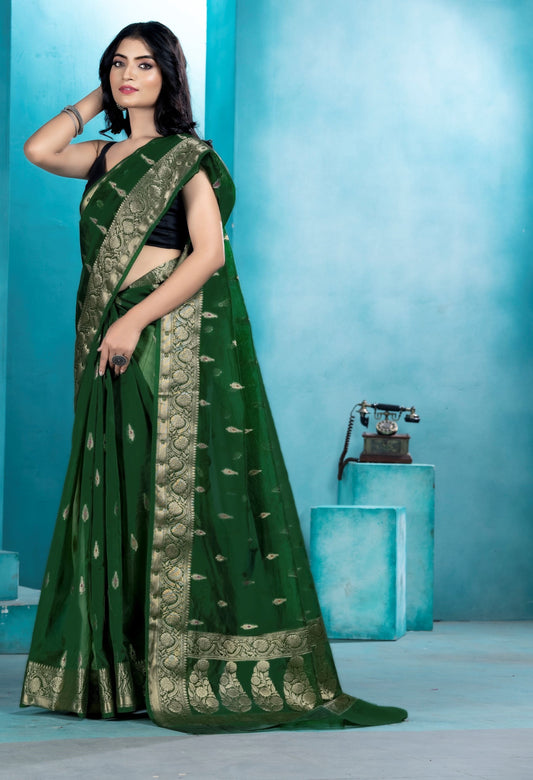 Green Organza soft silk - Mina