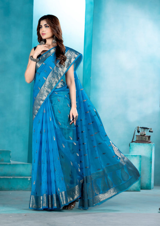 Sky Blue Organza soft silk - Mina